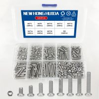 M1 M1.2 M1.4 M1.6 M2.5 M3 304 Stainless Steel Round Head Cross Screw Set Boxes Metric Thread Machine Bolt Assortment Kit 500Pcs Screw Nut Drivers