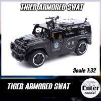 ??พร้อมส่ง?? โมเดลรถเหล็ก​ รถ​ตำรวจ มีเสียง​มีไฟ TIGER​ ARMORED​ SWAT​ POLICE ยาว 19cm สเกล 1/32