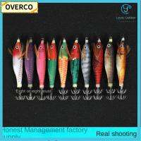 OVERCO 10pcs/Bag อุปกรณ์ตกปลาแท็กเกิล เหยื่อกุ้งไม้ อุปกรณ์จับยึด ตะกั่ว Sinker เหยื่อล่อปลาหมึก 2023 9.3ก. 10ซม. ตะขอรูปปลาหมึก เหมือนจริงเหมือนจริง