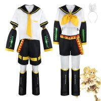 Japanese Anime Rin Len Halloween Uniform Kagamine Len + Rin Cosplay Complete Costumes Sets Tops+Shorts Women Men