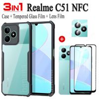 เคสโทรศัพท์กันกระแทกสำหรับ Realme C51 Realme C53 C55 C30 C30i C33 C35ฟิล์มกระจกเทมเปอร์และฟิล์มเลนส์