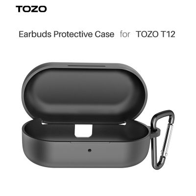 TOZO T12 Protective Silicone Case Shockproof Soft Skin Cover for Earbuds with Front LED Visible and Keychain