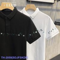 Top LUUD Simple And Clean Embroidery POLO Shirt Trend Casual Retro Top Summer Breathable Boys Short-Sleeved T-Shirt YY ₪❐