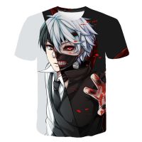 New Summer 2021 Mens T-shirt Tokyo Ghoul T-shirt Anime Short sleeve Horror T-shirt 3D-printed casual mens shirt