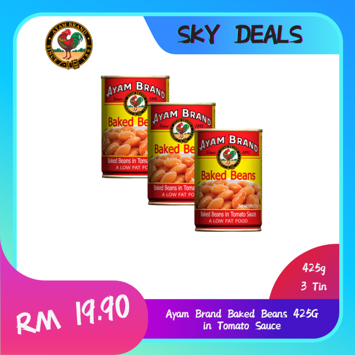 [Expired between 812 months] Ayam Brand Baked Bean ( 425g x 3 tin ) Halal Jakim/Jain Canned