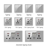 13A สากลผนังพลังงานซ็อกเก็ตแผงกระจกสวิตช์ไฟ16A USB เพล็กซ์ LED สวิตช์ไฟเต้าเสียบไฟฟ้า86*86146*86ประเภท