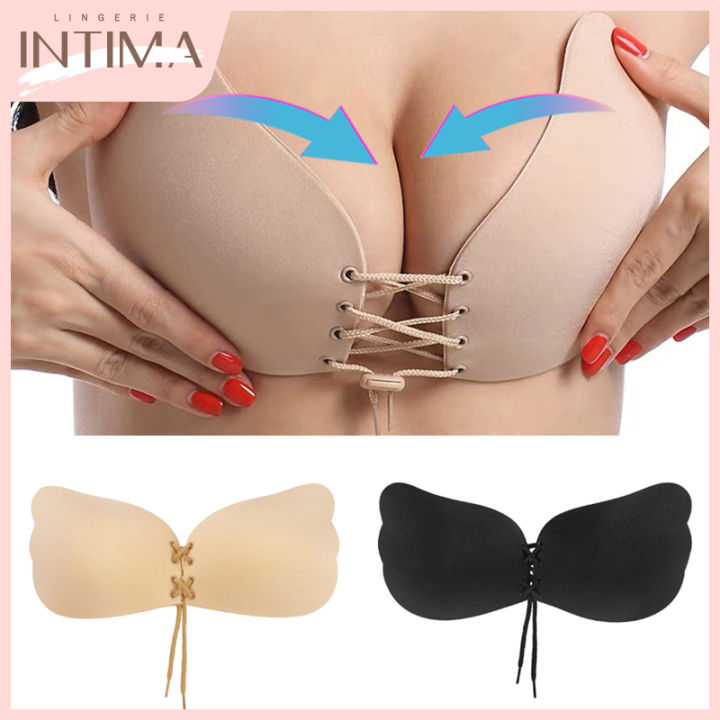 INTIMA 2PCS Invisible Front Closure Push Up Self Adhesive Silicone Sticky  Bra for Women Seamless Strapless Backless Breast Stickers Lift Tape  Bralette Underwear Can be used multiple times