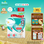 Combo 2 Tã Bỉm Quần PAMPERS Giữ Dáng Gói Cực Đại Size M 74 miếng 7-12kg