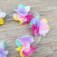 ；‘。、’ (60 Pieces/Lot) Colourful Petal Chiffon Lace Fabric Weing Decoration Love Gift Rions Crafts Handmade DIY 50Mm Width