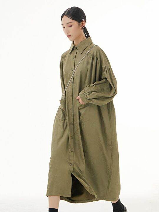 xitao-dress-simplicity-solid-color-long-sleeve-shirt-dress