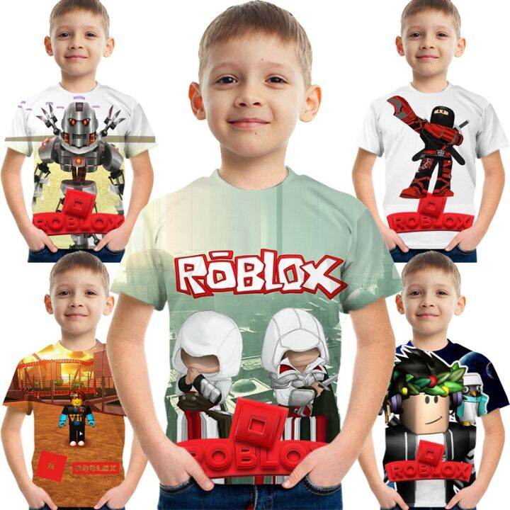 Kids Roblox T-Shirt Boy Birthday Gift Party Children's Anime Short Sleeve  Fashion Casual Top Baby Comfort Clothing