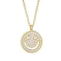 Slovecabin 925 Sterling Silver Gold Smile Blue CZ Eye Funny Pendant Necklace Lumiea Jewelry Japan Men Long Chain Thick Necklace