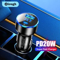 Elough PD20W USB C ที่ชาร์จแบตในรถชาร์จเร็วชนิด C อะแดปเตอร์ชาร์จในรถยนต์โทรศัพท์ในรถยนต์ในรถยนต์สำหรับ iPhone โทรศัพท์