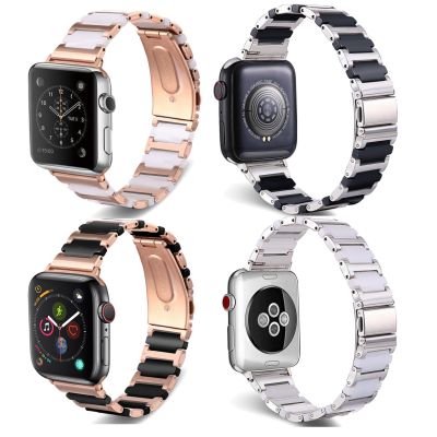 ¤♚ สายนาฬิกาสแตนเลสเซรามิกสำหรับ iWatch Series 1 2 3 4 5 6 SE 38/40 42/44 มม. สร้อยข้อมือสำหรับสายนาฬิกา Apple