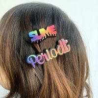 Hottrend ปรับแต่งชื่อตัวอักษรคำสีรุ้งอะคริลิคผม Pins สำหรับผู้หญิงแฟชั่น Barrettes เครื่องประดับ