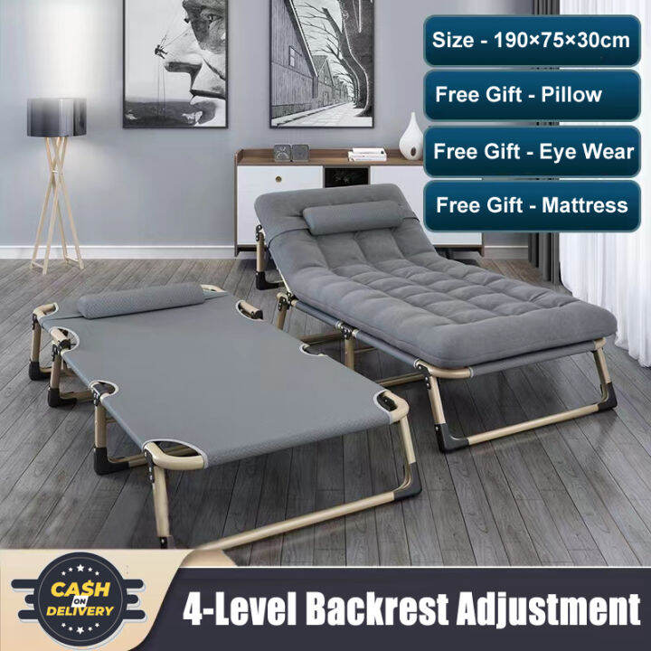 Portable Folding Bed Frame with Mattress, Guest Bed for Spare Bedroom