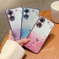 เคสสำหรับ OPPO A58 4G OPPOA58 5G A 58 2023 A78 A17 OPPOA78 OPPOA17ชุบ2023ลับสวนเคสโทรศัพท์ไล่ระดับสีแววที่ชัดเจนประกายวิบวับป้องกันการตกหล่น