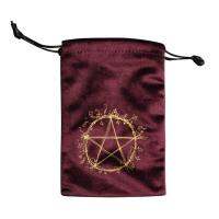 Upwith กำมะหยี่ Pentagram Tarot กระเป๋าเก็บของ Divination กระเป๋าเชือกผูกถุงเก็บบัตรกระเป๋าเก็บของ