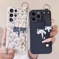 Socouple เคสสายรัดข้อมือแมวสำหรับ S23 S21 S22 S20 FE Plus Ultra Note 10 20หนังซิลิโคนนุ่มฝาครอบที่วางโทรศัพท์