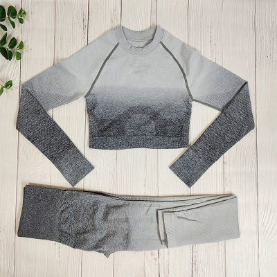 Ombre Gym Clothing Women Seamless Yoga Sport Sets Fitness Suit Sport Outfit for Woman Workout Clothes Gym Sportswear Athletic