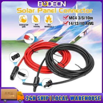 Black And Red 3 Metres / 10 Feet 4mm2 Solar Panel Cable Extension