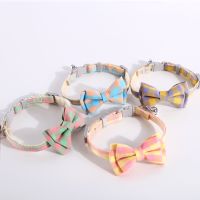 ✹♨™ xiaoluoyi Pet Fresh Check British Double Detachable Bow Knot Collar Cat Dogs Adjustable Bell Bow Tie