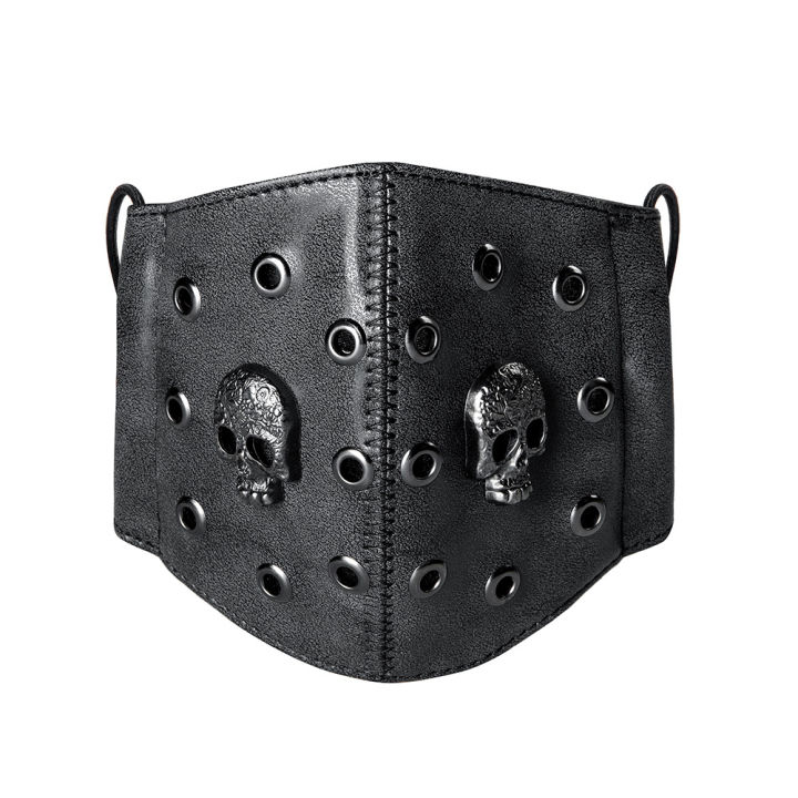 one-piece-dropshipping-european-and-american-punk-pu-leather-neutral-skull-pm2-5-dust-mask-holiday-performance-clothing-accessories