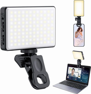 Meixitoy 120 LED Phone Light, Selfie Light, 5000Mah Rechargeable Clip Video Light, Adjusted 3 Light Modes, for Phone, iPad, Camera, Laptop, Light for Phone, for Selfie, TikTok, Live Stream, Video Black
