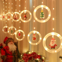 Christmas Ring Lights String Xmas Decoration Lantern Pendants USB Lamp String Dolls Garlands Home Party Decor Light