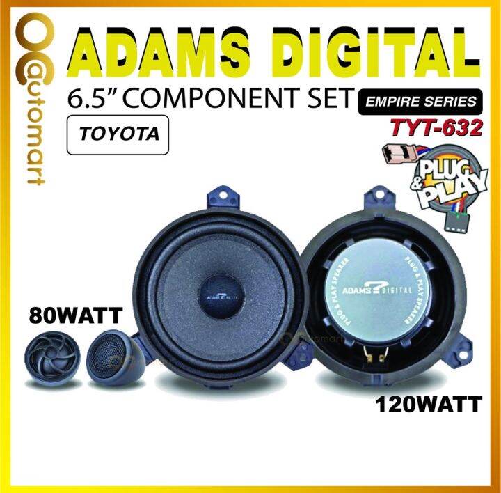 Adams Digital Toyota OEM Plug and Play 6.5"Inch 2 Way Component Set Car