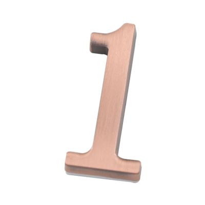 1pc Alloy Digital House Number 1 Red Copper Color 50mmx30mm Adhesive Sticker Plate Hotel Apartment Gate Room Door Plate Number