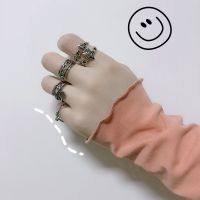 [COD] 10 Pattern Choose Adjustable Smiling Face Chain Letter and Star Personality R Open Lovers Ring