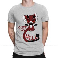 Demon Kitty Dk Cute As Hell T-Shirt Men 100% Cotton Short Summer Sleeve Casual Plus Size Shirt Adults S-4XL-5XL-6XL