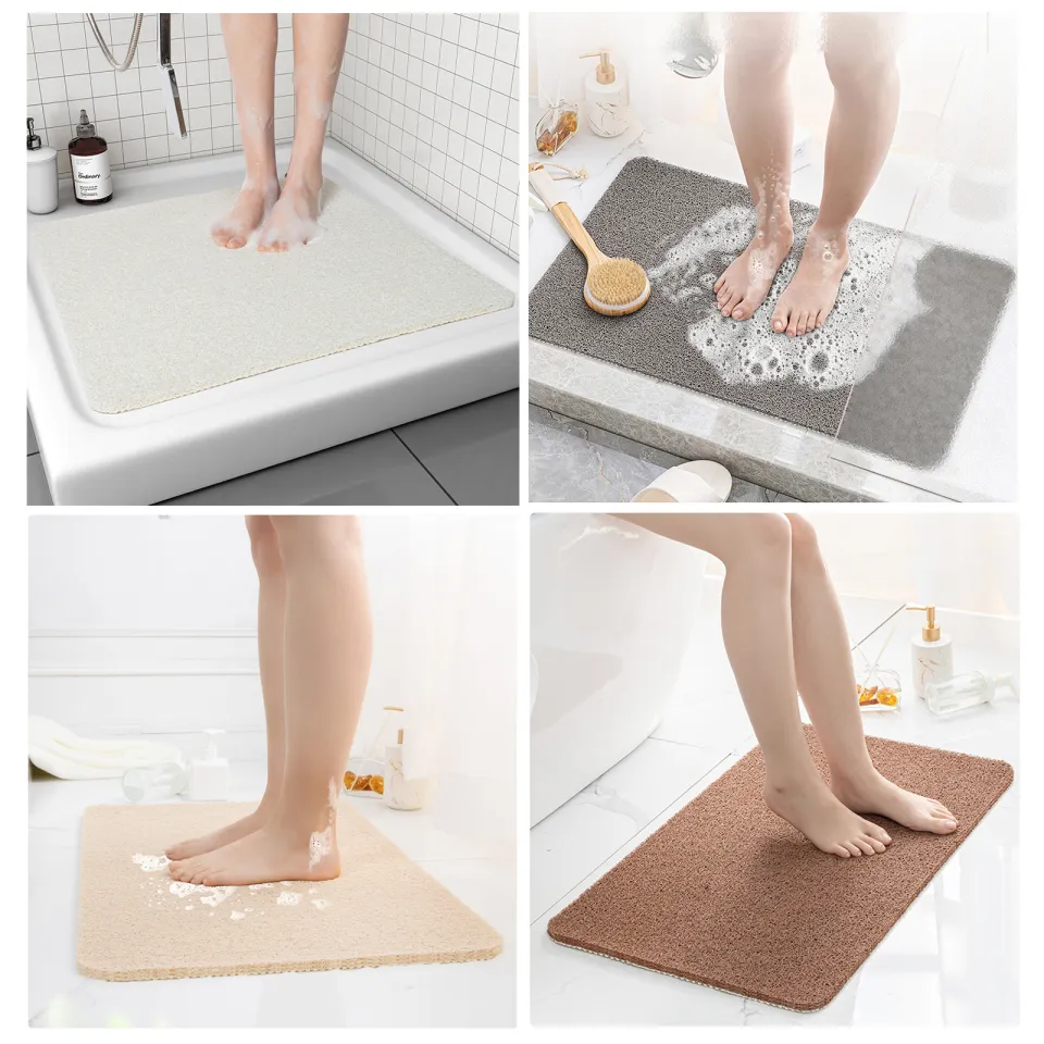 Shower Mat Non Slip Bathtub Mat Soft Tub Mat pvc Quick Drying Grey 24X16