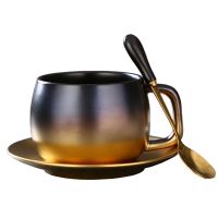 Modern Coffee Mugs Luxury Matte Black Gold Marble Ceramic Mug Cafe Coffe Cup Saucer Tumbler Creativas Couple Milk Tea Cups