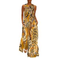 COD DSTGRTYTRUYUY Wild Tiger Dress Summer Animal Print Street Fashion Bohemia Long Dresses Women Beach Maxi Dress Birthday Gift