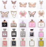 Metal Rhinestone Perfume Bottle No. 5 Croc Shoes Charms Bling  Queen  Butterfly Shoe Decoration Girls Shinny Croc Accessories Headbands