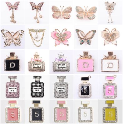 Metal Rhinestone Perfume Bottle No. 5 Croc Shoes Charms Bling  Queen  Butterfly Shoe Decoration Girls Shinny Croc Accessories Headbands
