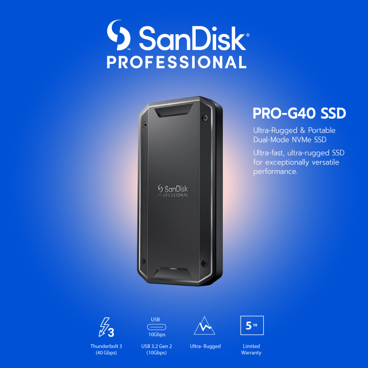 SanDisk Professional 4TB PROG40 SSD Thunderbolt 3 Portable SSD Lazada.co.th