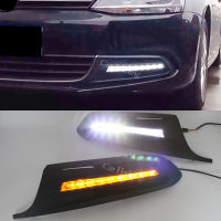 ฝาครอบไฟหน้าตัดหมอก Lampu Jalan กลางวัน1ชุดสัญญาณเลี้ยวกลางวันสำหรับ Volkswagen Vitar W Jetta Sagta 2012 2013 2014รับประกัน