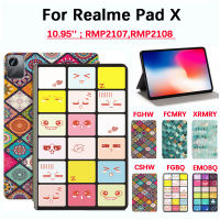 สำหรับแผ่น Realme X RMP2107 10.95นิ้วฝาครอบป้องกันแท็บเล็ตคุณภาพสูง RMP2108ตาข่ายสีพลิกกันเหงื่อกันลื่นฝาปิดมีที่ยึดซองหนังแฟชั่น