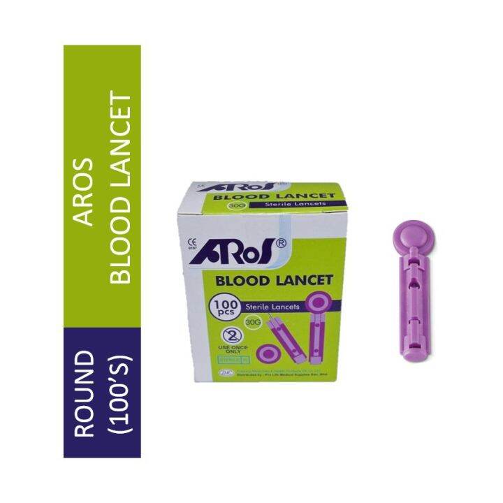 Aros ROUND Blood Lancet 30G 100s Lazada