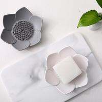 Hang qiao shop1 Pc Bathroom Flower Soap Box Silicone Soap Dish Tray Drain Fragrance Handmade Soap Dispenser Rack Bath Supplies