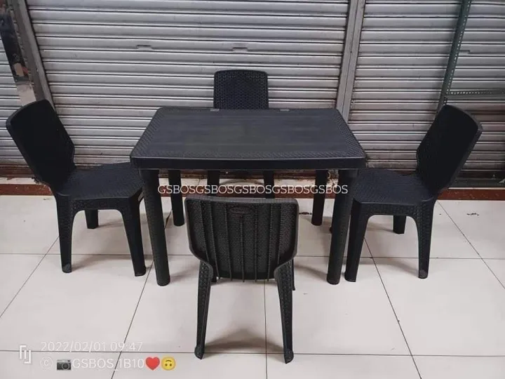 BLACK RATTAN TABLE AND CHAIR SET 4 PCS CHAIR 1 PC 24x38 TABLE Lazada PH