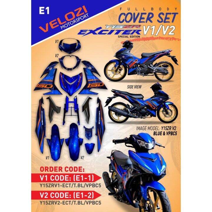 Velozi Y15zr V2 Exciter Cover Set Assy Body Kit Shoot Shot Suit Coverset Bodycover Body Blue 0666