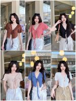 ?HARMONY SEXY CROP เสื้อแต่งดีเทลโบวผูกด้านหน้า ผ้ายืดหยุ่นได้  ผ้าเนื้อดีใส่สบายมากๆ?