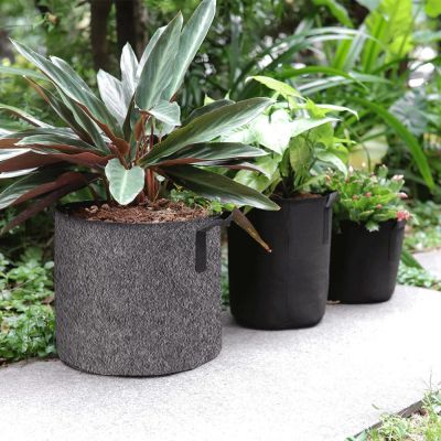 [hot]❉♂  Planting bag black/grey fabric vegetable seedling  growing garden 1-15 gallon eco-friendly grow