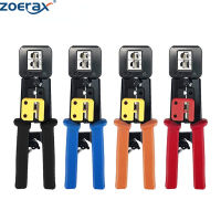 ZoeRax RJ45เครื่องมือจีบ Cat5ผ่าน Cat5e Cat6คีมตัดเปลื้องผ้าสำหรับ RJ45 RJ12 RJ11 8P 6P ปลายทะลุผ่านขั้วต่อ