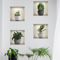 Qcici False Window Green Plant Potted Wallpaper Living Room Decorative Wall Sticker