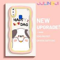 Jjlingji เคสสำหรับ VIVO Y91 Y91i Y95แฟชั่นลวดลายสุนัขมีความสุขลายคลื่นขอบกันกระแทกแบบใสนิ่มเคสมือถือโปร่งใสลายกล้องถ่ายรูปความคิดสร้างสรรค์เคสป้องกันซิลิกาเจล